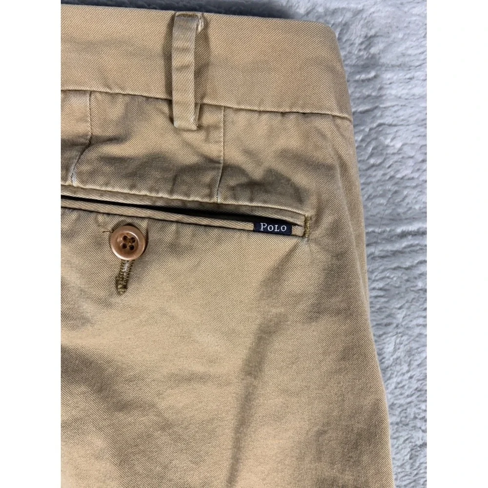 Polo Ralph Lauren Slim Fit Chino Pants Mens 34x32 Tan Khaki Flat Front EU 34
